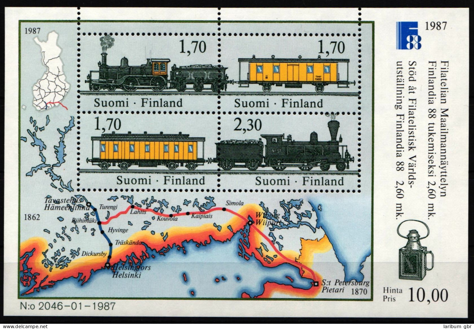 Finnland Block 3 Postfrisch #KX973 - Trains