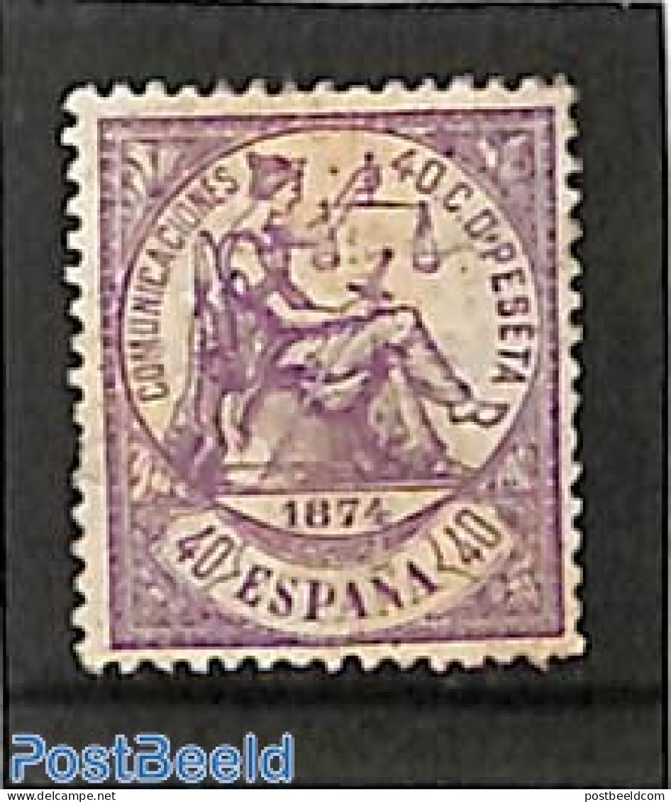 Spain 1874 40c, Stamp Out Of Set, Unused (hinged) - Ongebruikt
