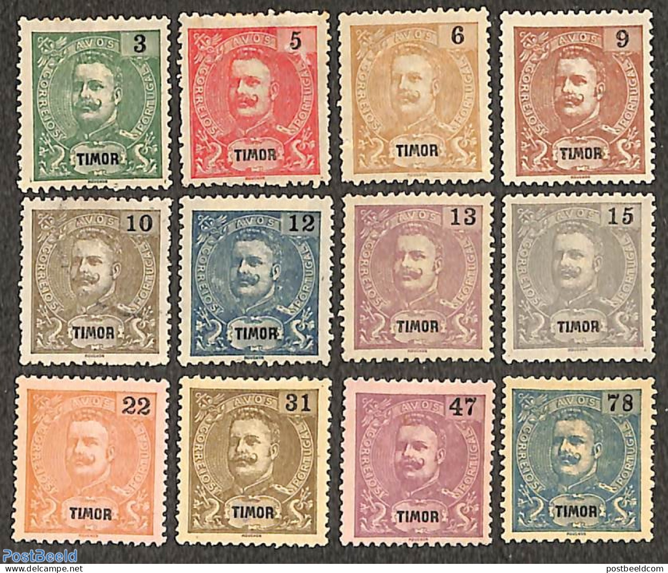 Timor 1903 Definitives, Carlos I 12v, Unused (hinged) - East Timor
