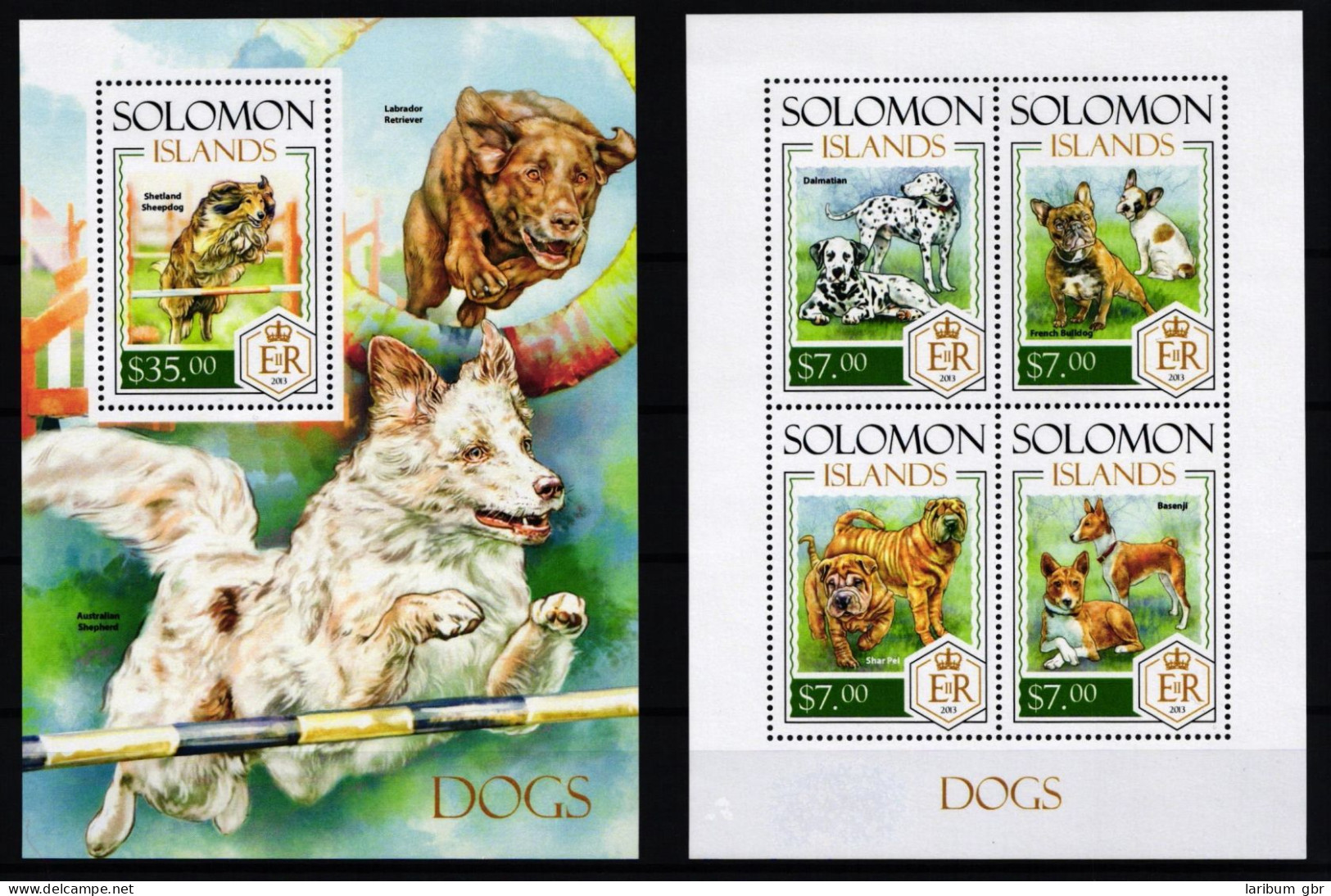 Salomon Inseln 2332-2335 Und Block 248 Postfrisch Kleinbogen / Hunde #KC480 - Salomon (Iles 1978-...)