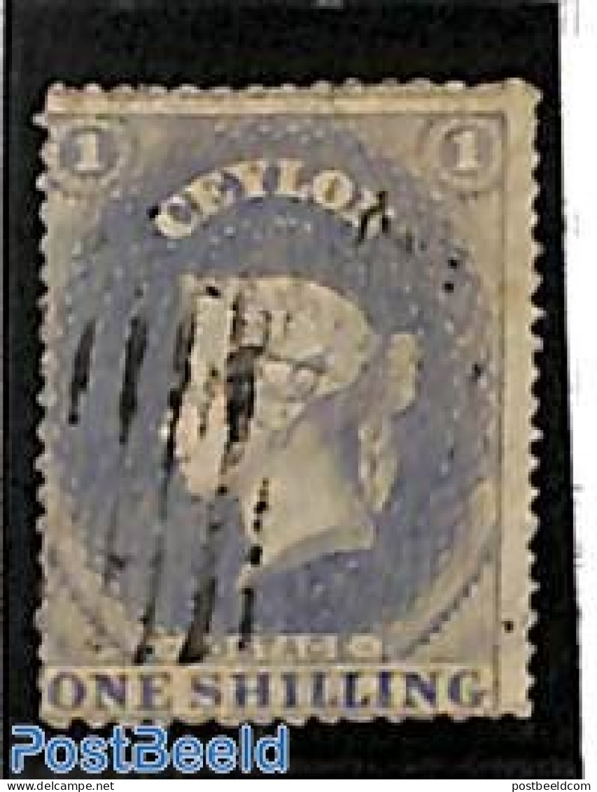 Sri Lanka (Ceylon) 1861 1sh, WM Star, Used, Used Stamps - Sri Lanka (Ceilán) (1948-...)