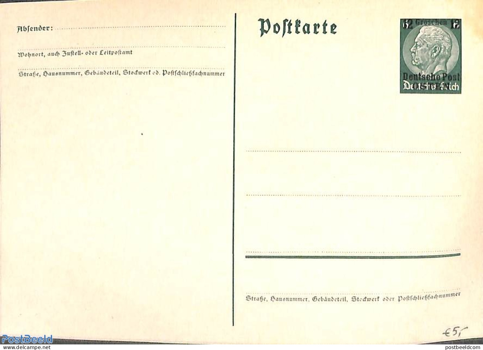 Poland 1935 Postcard 12Gr, Deutsche Post OSTEN, Unused Postal Stationary - Storia Postale
