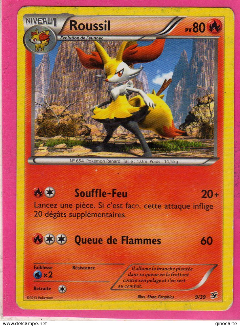 Carte Pokemon Francaise 2013 Xy Bienvenue à Kaloa 9/39 Roussil 80pv Bon Etat - XY