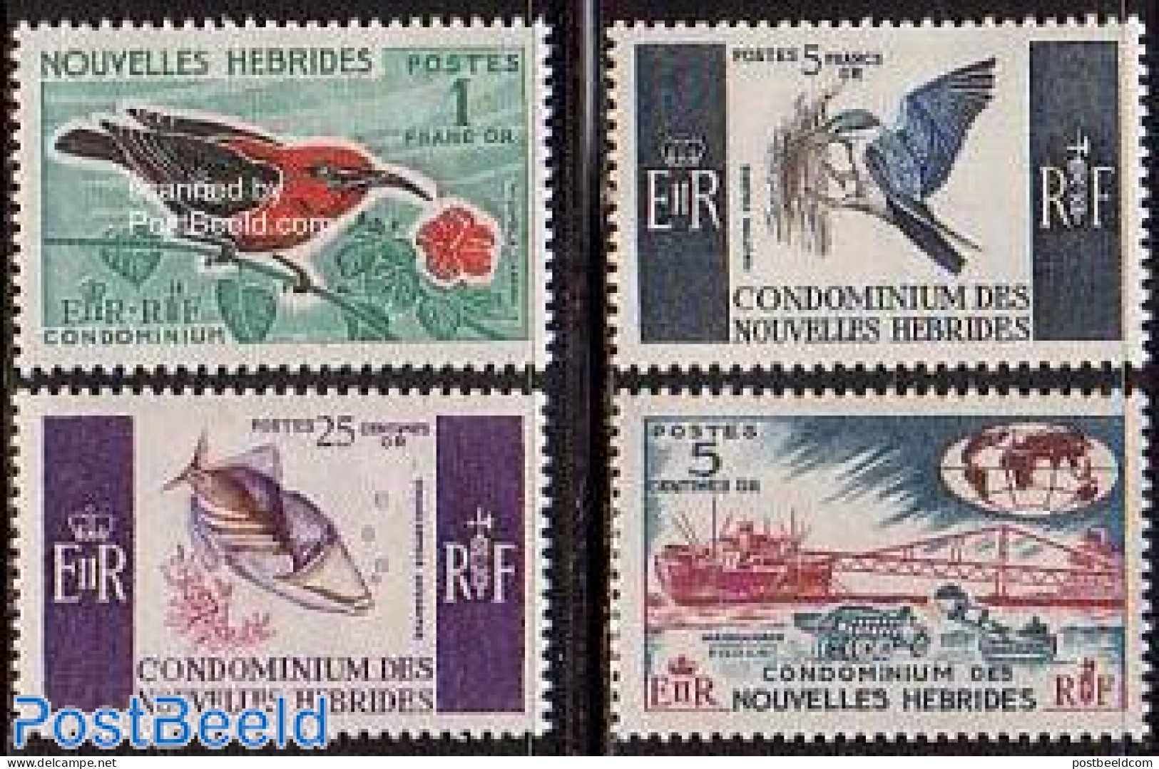 New Hebrides 1966 Definitives 4v F, Unused (hinged), Nature - Transport - Birds - Fish - Ships And Boats - Nuevos