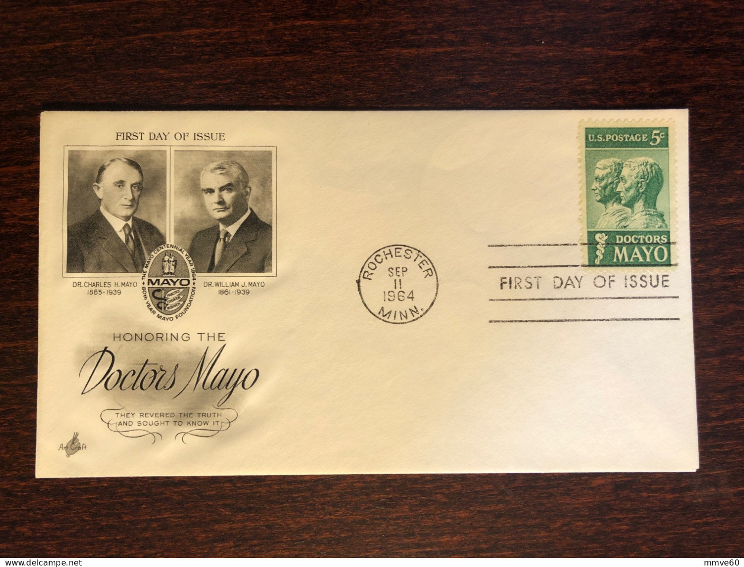 USA FDC COVER 1964 YEAR DOCTORS MAYO HEALTH MEDICINE STAMPS - 1961-1970