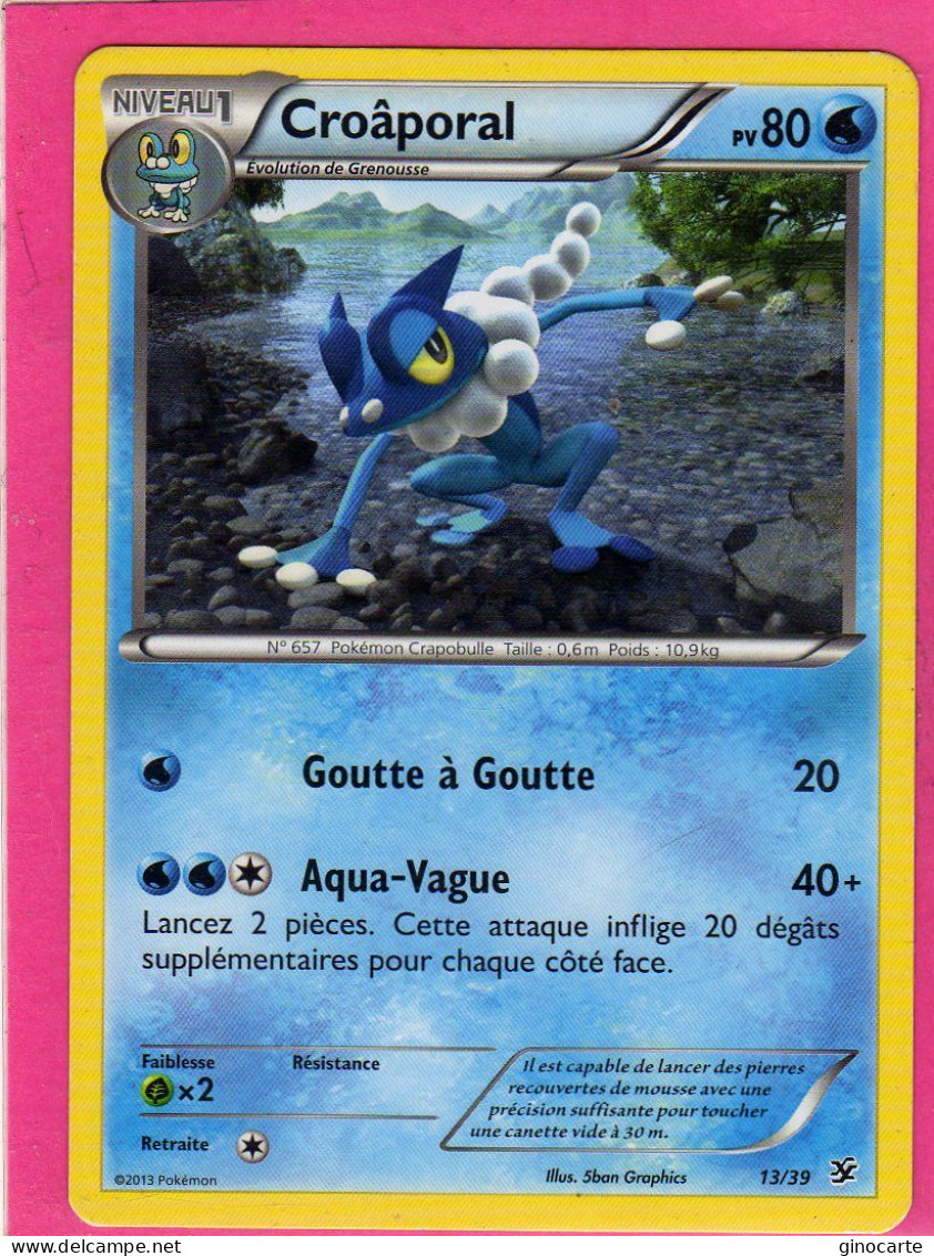 Carte Pokemon Francaise 2013 Xy Bienvenue à Kaloa 13/39 Croaporal 80pv Bon Etat - XY