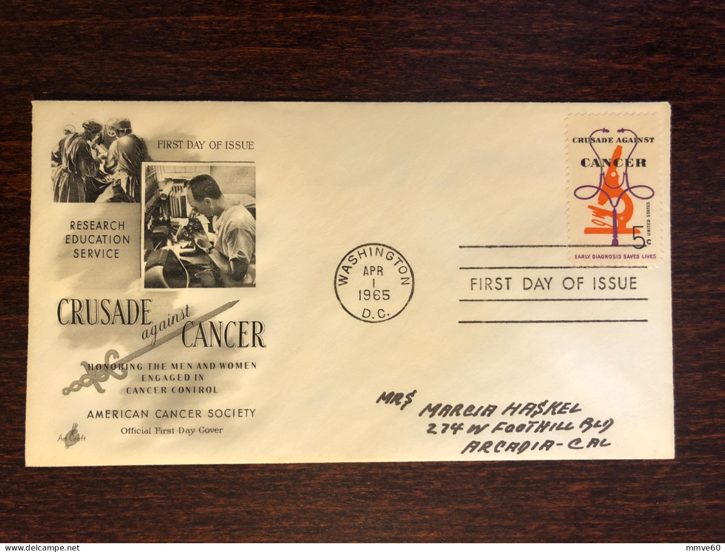 USA FDC COVER 1965 YEAR CANCER ONCOLOGY HEALTH MEDICINE STAMPS - 1961-1970