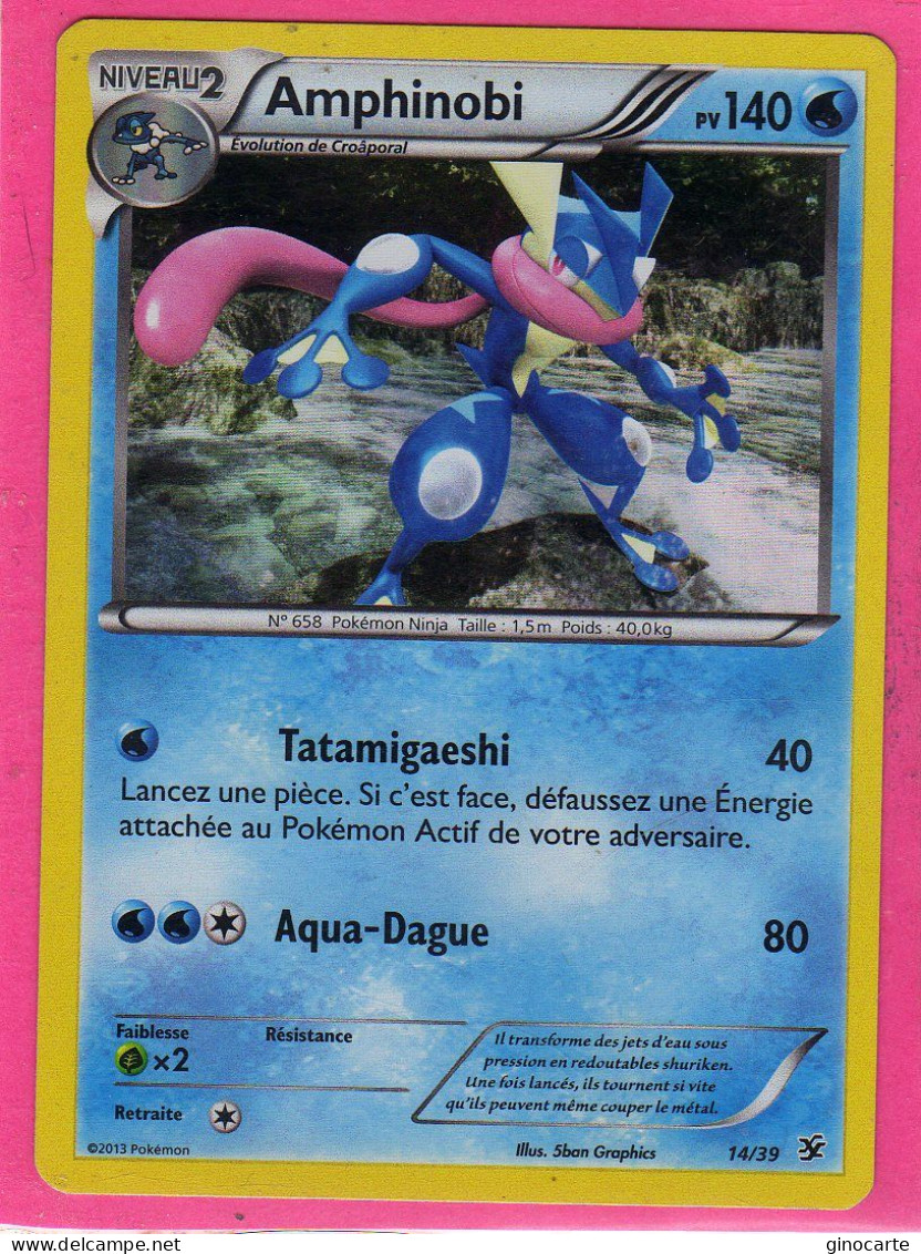 Carte Pokemon Francaise 2013 Xy Bienvenue à Kaloa 14/39 Amphinobi 140pv Bon Etat - XY