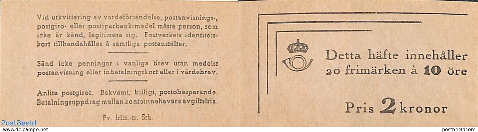 Sweden 1939 King Gustav V Booklet, Mint NH, Stamp Booklets - Unused Stamps