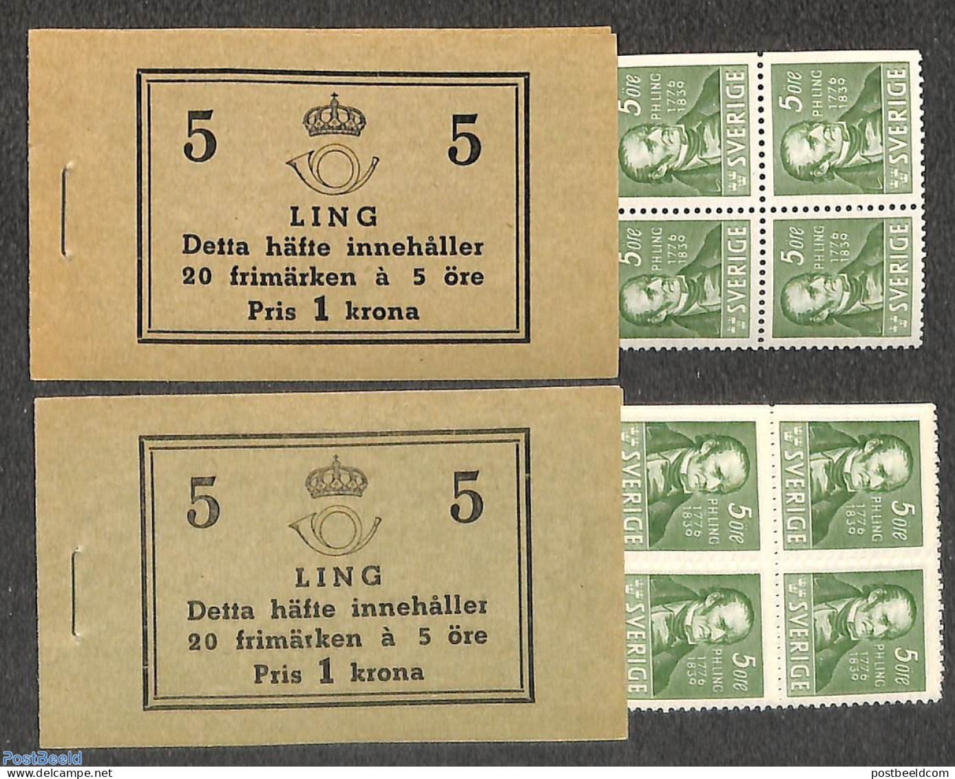 Sweden 1939 Per Henrik Ling, 2 Booklets (B/D Perf.), Mint NH, Stamp Booklets - Unused Stamps