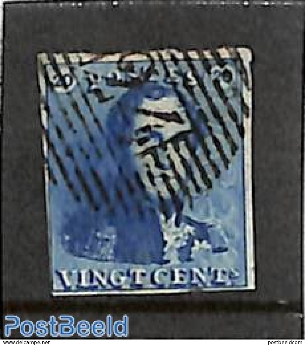 Belgium 1849 20c Blue, Used, Used Stamps - Usados