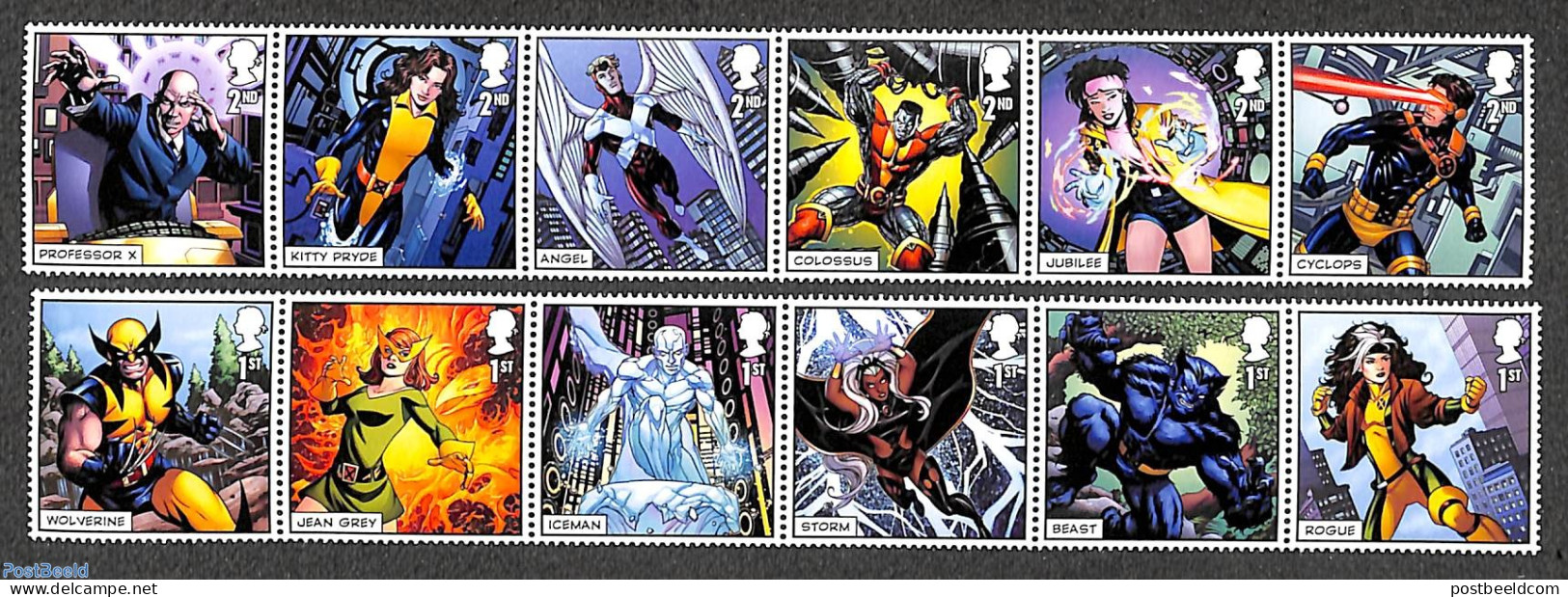 Great Britain 2023 X-Men 12v (2x[:::::]), Mint NH, Art - Comics (except Disney) - Unused Stamps