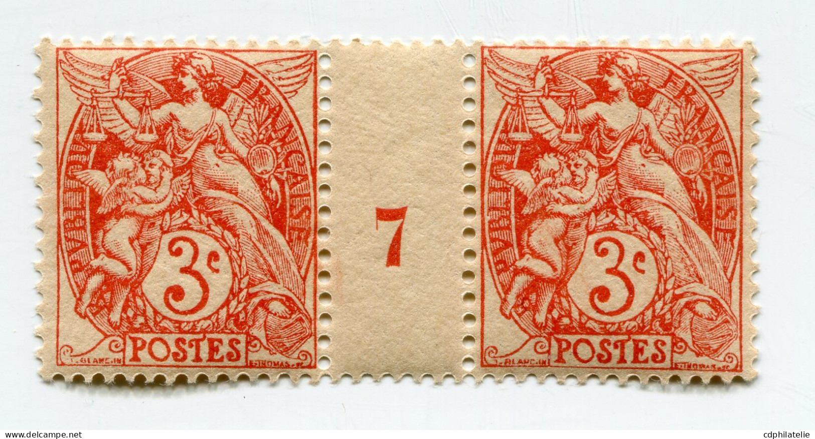 FRANCE N°109  ** TYPE BLANC IA EN PAIRE AVEC MILLESIME 7 ( 1907 ) - Millesimes