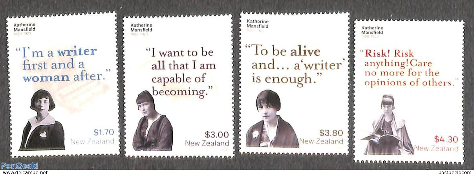 New Zealand 2023 Catherine Mansfield 4v, Mint NH, Art - Authors - Unused Stamps