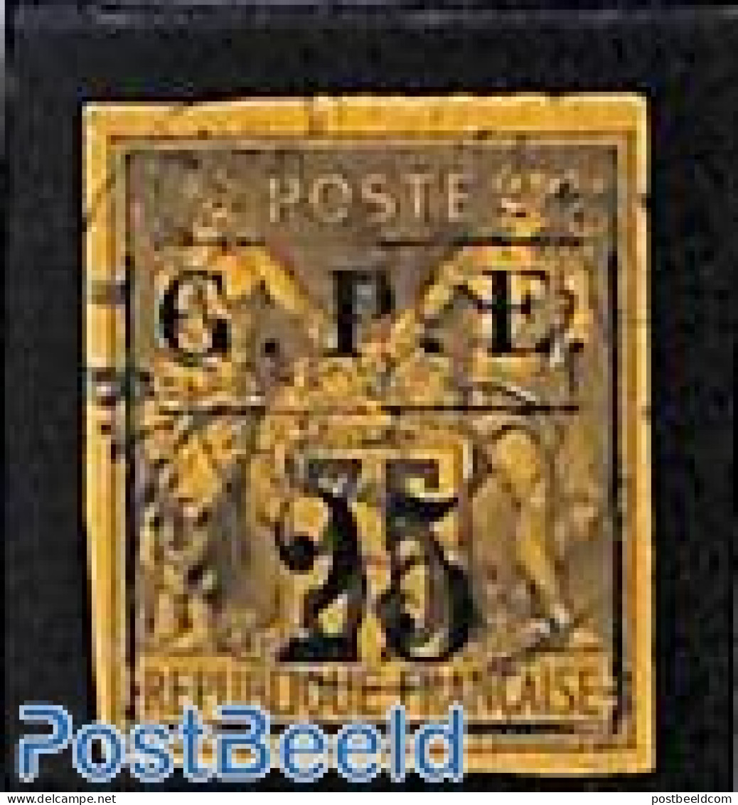 Guadeloupe 1884 25c On 35c, Used, Used Stamps - Gebraucht