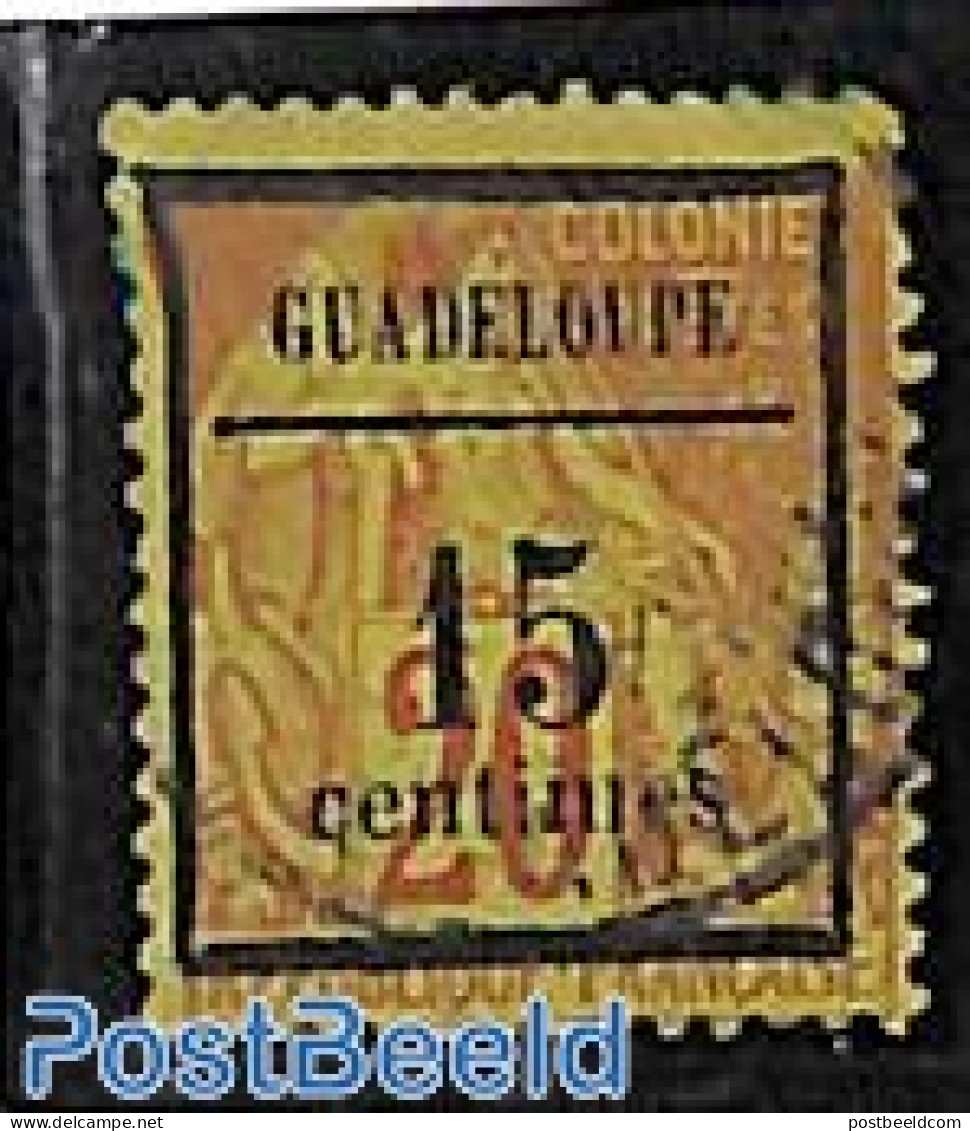 Guadeloupe 1889 15c On 20c, Used, Used Stamps - Gebraucht