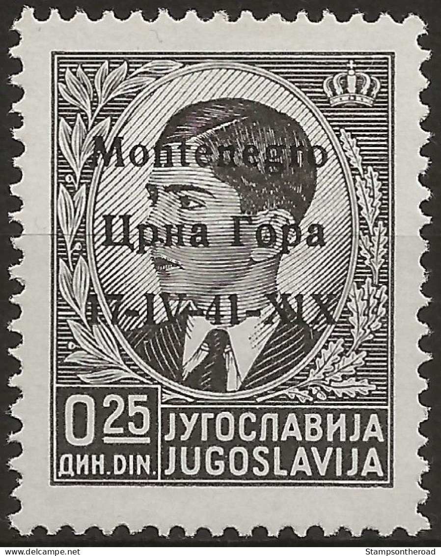 OIMO1N - 1941 Occ. Milit. Ital. MONTENEGRO, Sass. Nr. 1, Francobollo Nuovo Senza Linguella **/ - Montenegro