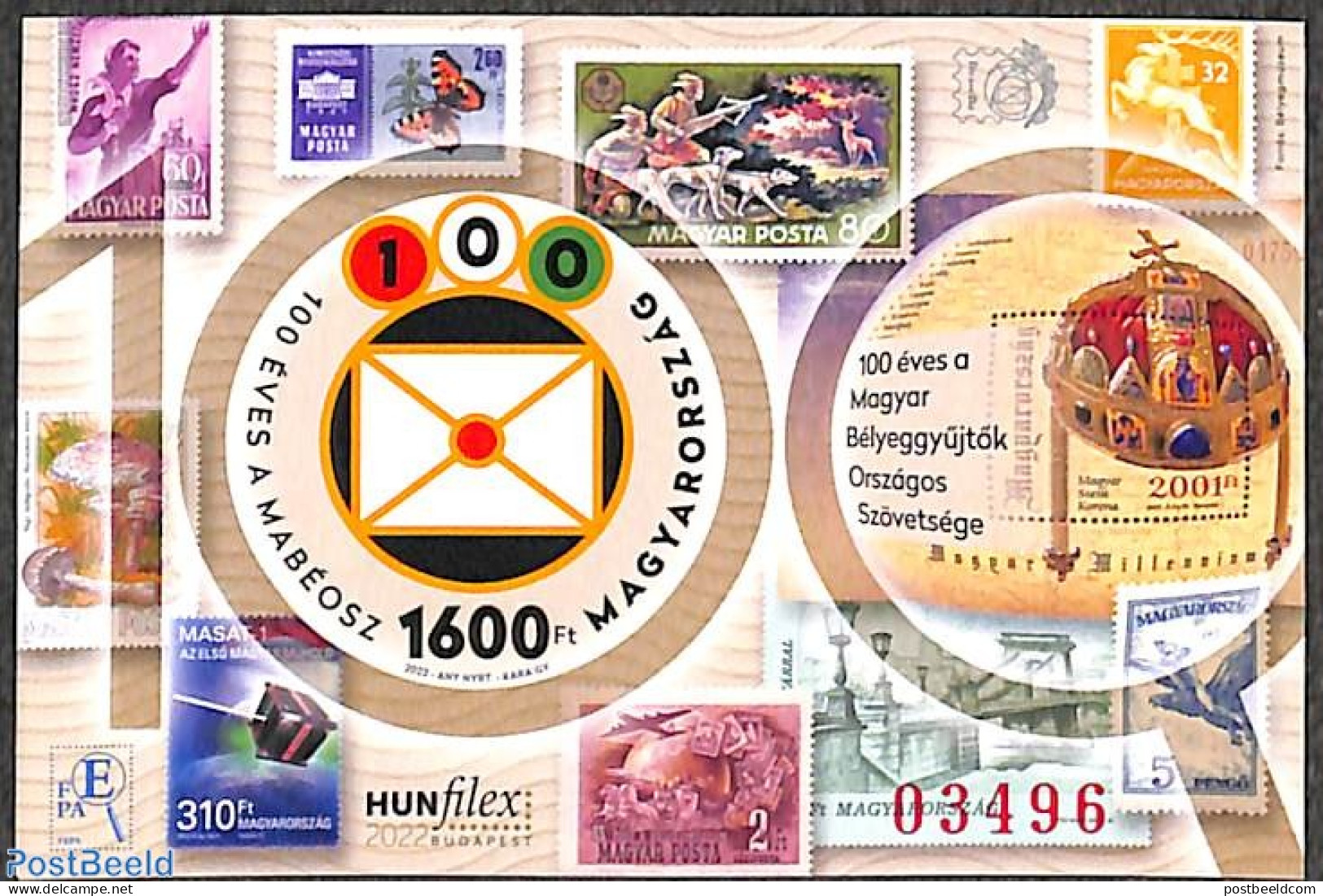 Hungary 2022 Hunfilex S/s, With Red Number, Imperforated, Mint NH, Nature - Butterflies - Hunting - Stamps On Stamps - Neufs