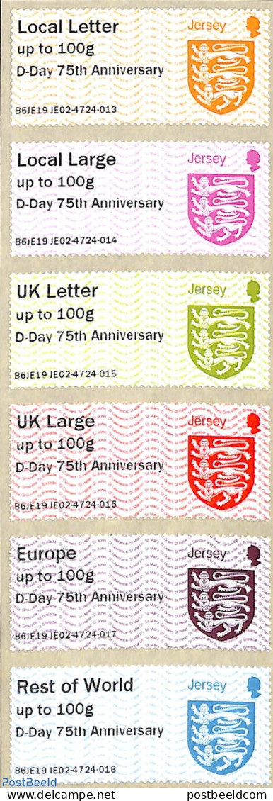 Jersey 2016 Automat Stamps 6v, D-Day 75th Anniv. , Mint NH, History - Coat Of Arms - World War II - Automat Stamps - WO2