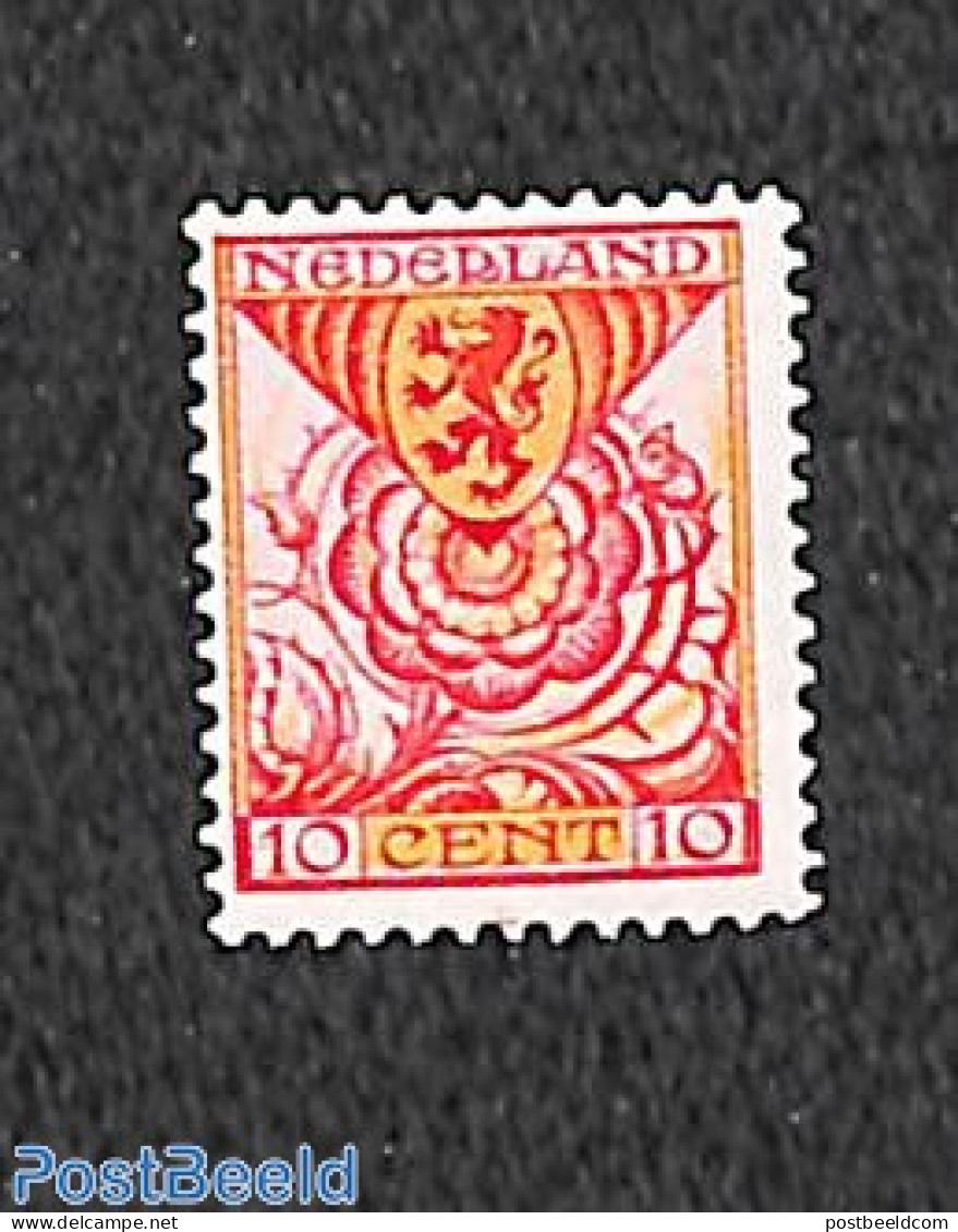 Netherlands 1925 10c, With Yellow/red Cross In Bottom Margin, Unused (hinged), Nature - Flowers & Plants - Ongebruikt