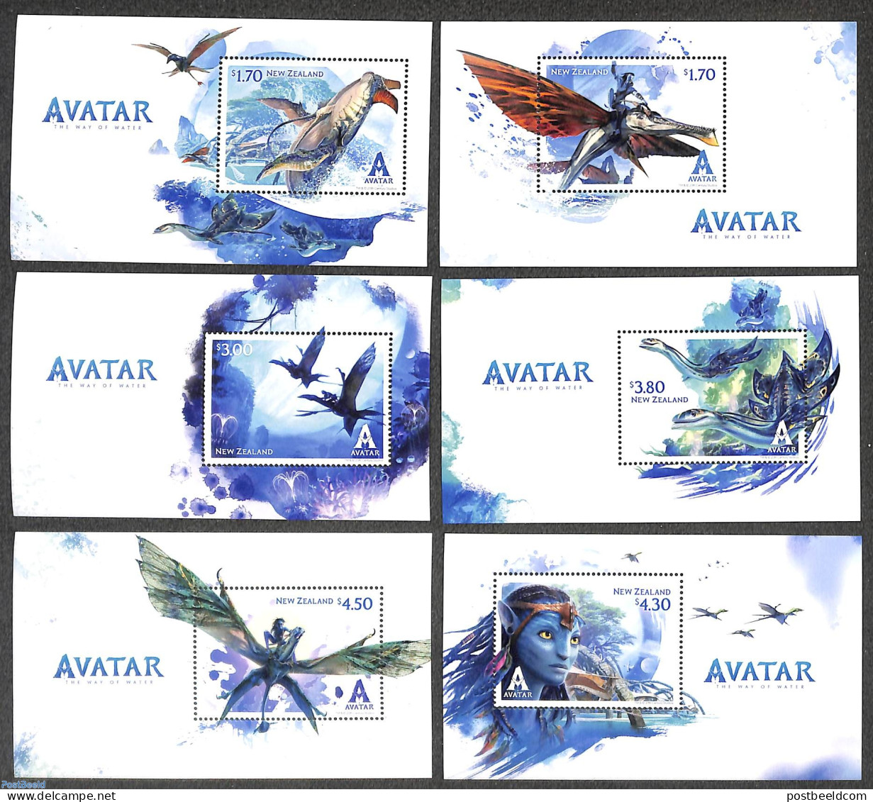 New Zealand 2023 AVATAR 6 S/s, Mint NH, Performance Art - Film - Art - Science Fiction - Nuevos