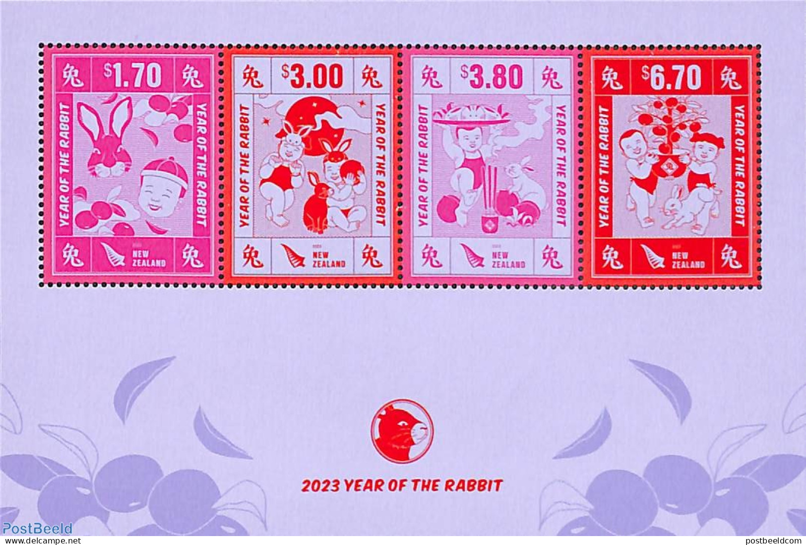 New Zealand 2022 Year Of The Rabbit S/s, Mint NH, Nature - Various - Rabbits / Hares - New Year - Neufs