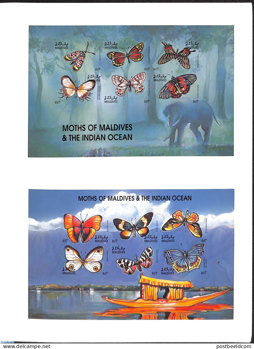 Maldives 2001 Butterflies, Original Proofs, Attached In Questa Proof Folder, Mint NH, Nature - Butterflies - Maldivas (1965-...)