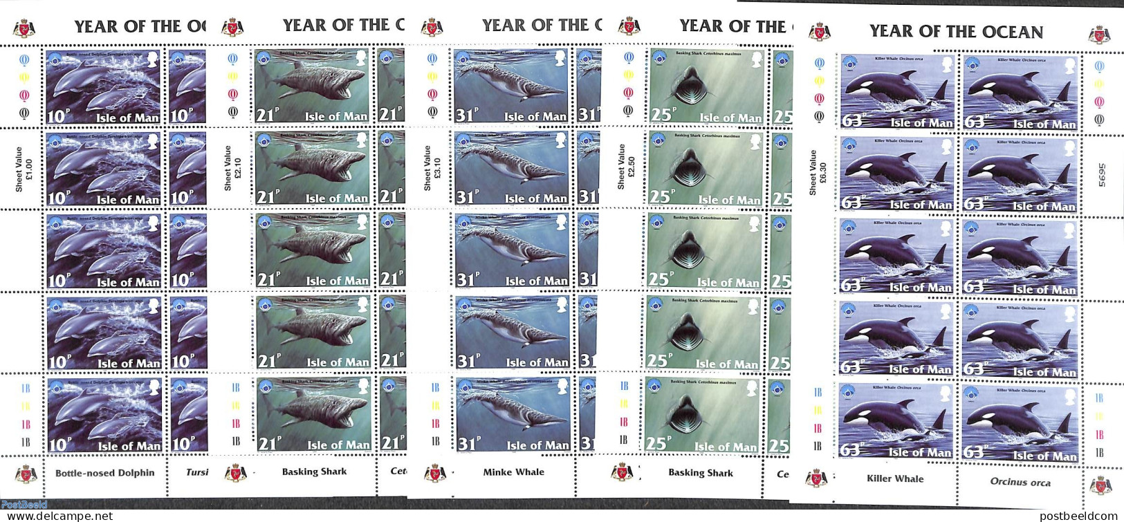Isle Of Man 1998 Int. Ocean Year 5 M/s, Mint NH, Nature - Sea Mammals - Isola Di Man