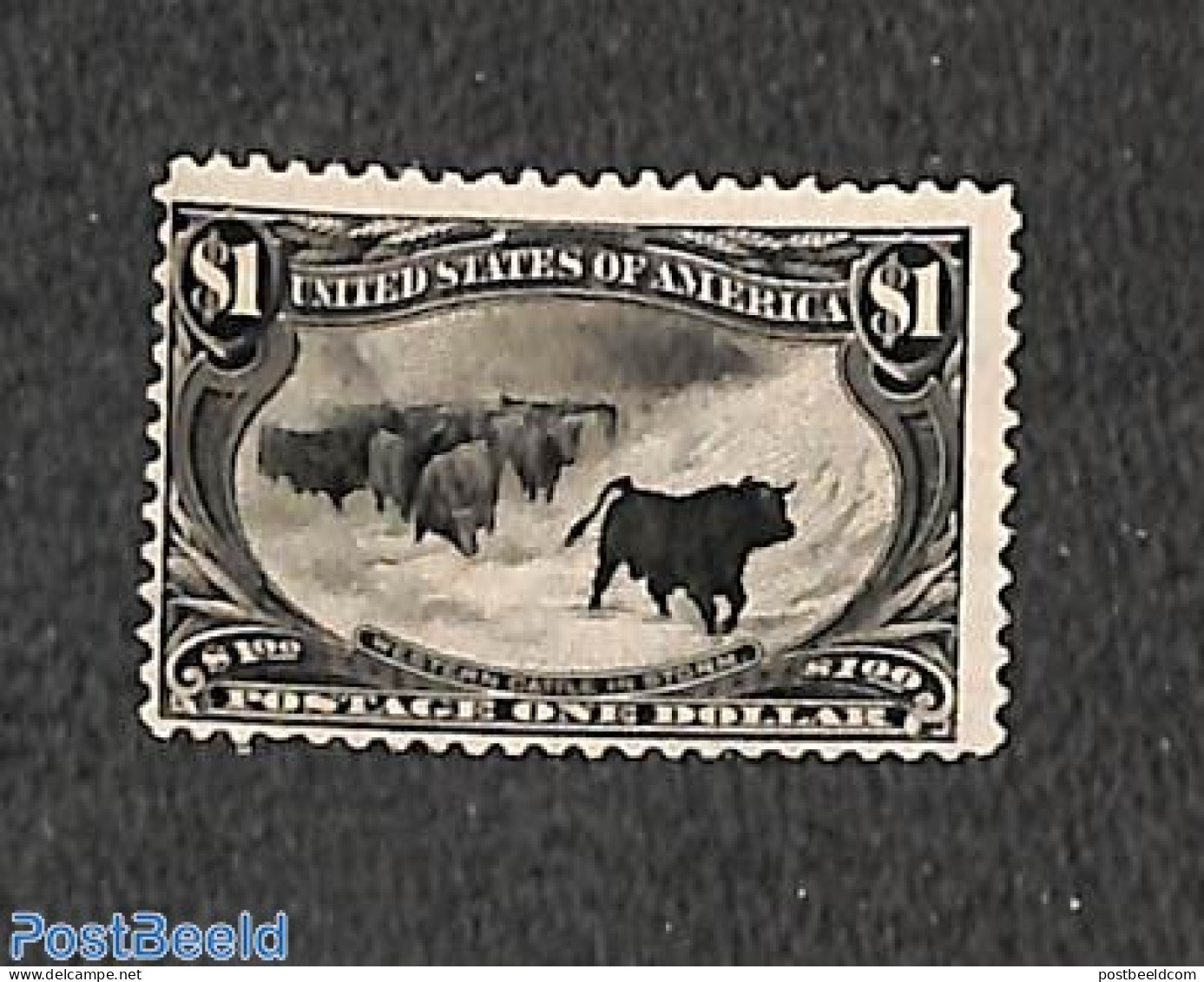 United States Of America 1898 $1 Trans Mississipi Exposition MNH With Attes, Mint NH, Nature - Cattle - Nuevos