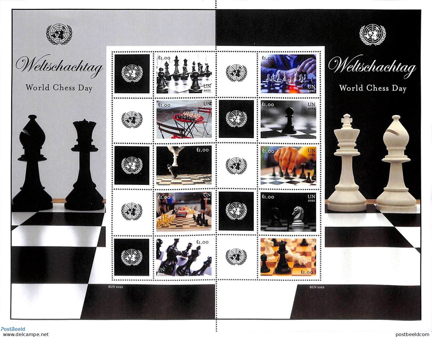 United Nations, Vienna 2022 Chess M/s With Personal Tabs, Mint NH, Sport - Chess - Ajedrez