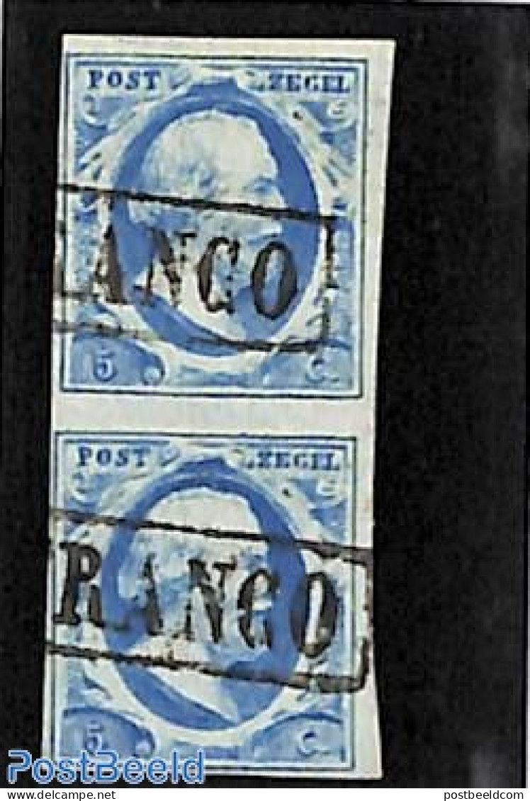 Netherlands 1852 Vertical Pair 5v, FRANCO Box, Used Stamps - Oblitérés