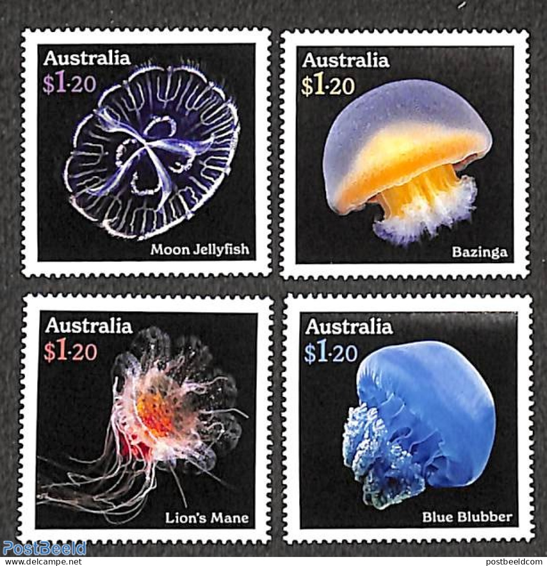 Australia 2023 Jellyfish 4v, Mint NH, Nature - Shells & Crustaceans - Neufs