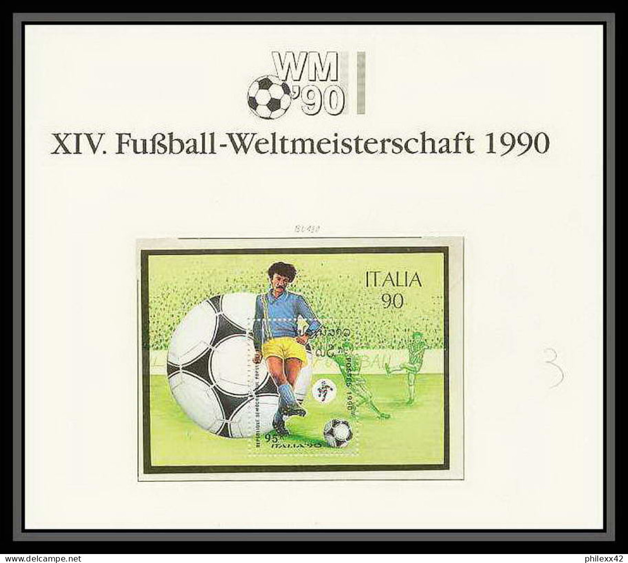 010 Football (Soccer) Italia 90 Neuf ** MNH - Laos BLOC BF N°130 - 1990 – Italien