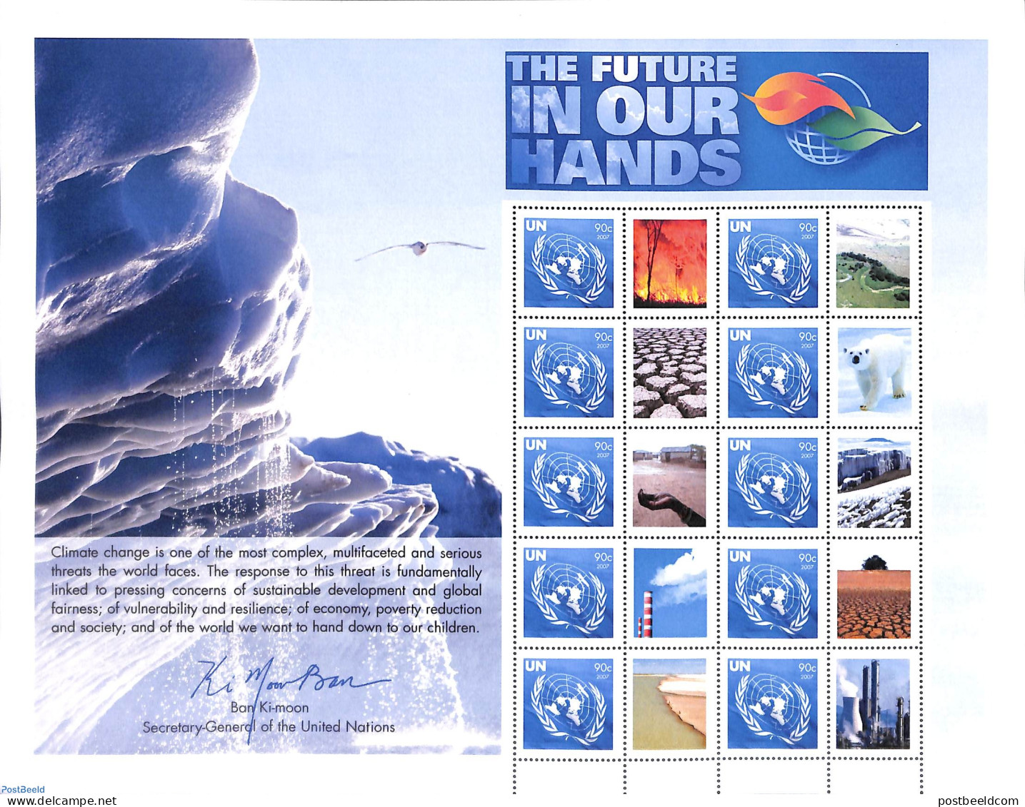 United Nations, New York 2007 The Future In Our Hands M/s, Mint NH, Nature - Environment - Protección Del Medio Ambiente Y Del Clima