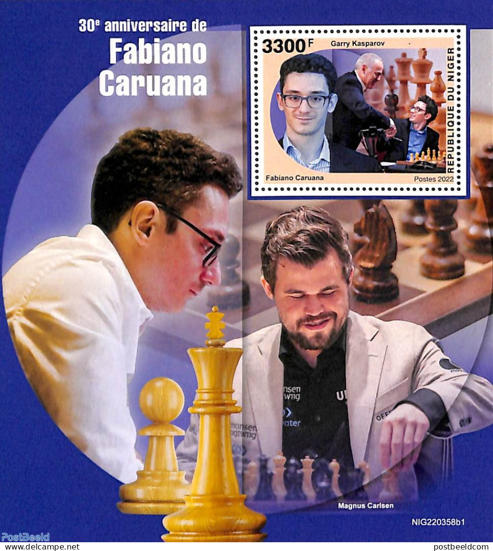 Niger 2022 Fabiano Caruana S/s, Mint NH, Sport - Chess - Schaken
