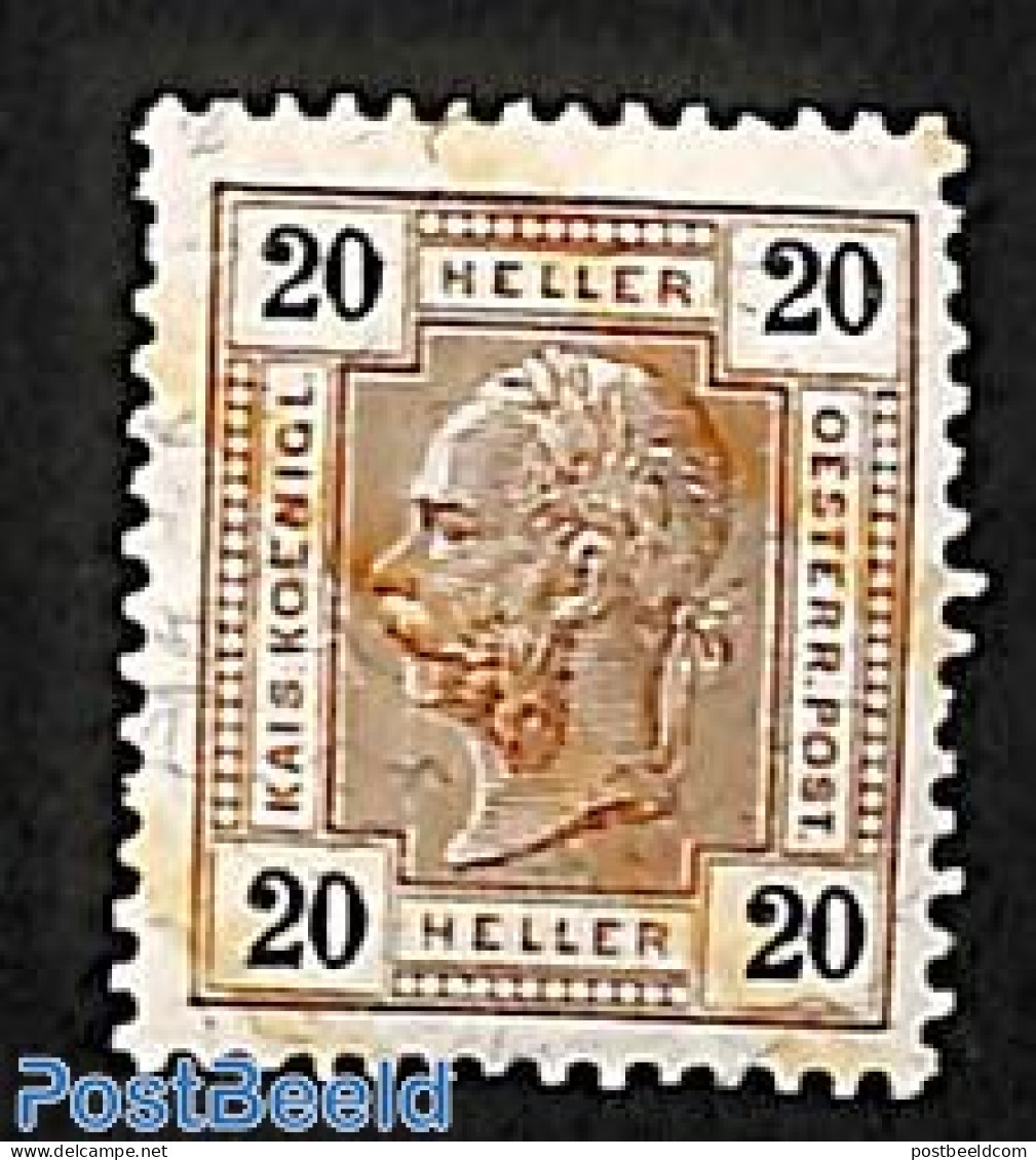 Austria 1904 20h, Perf. 13:12.5, With Lack Bars, Stamp Out Of Set, Unused (hinged) - Ungebraucht