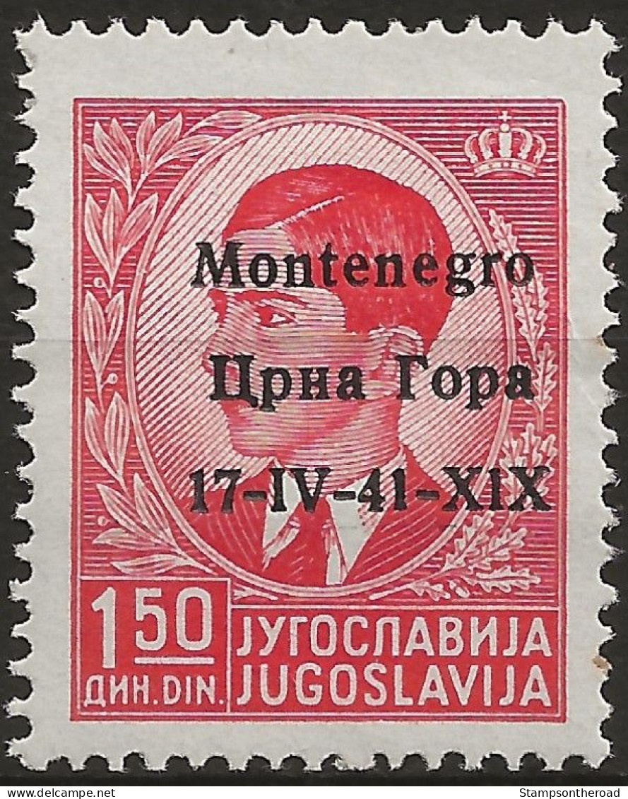OIMO3N - 1941 Occ. Milit. Ital. MONTENEGRO, Sass. Nr. 3, Francobollo Nuovo Senza Linguella **/ - Montenegro