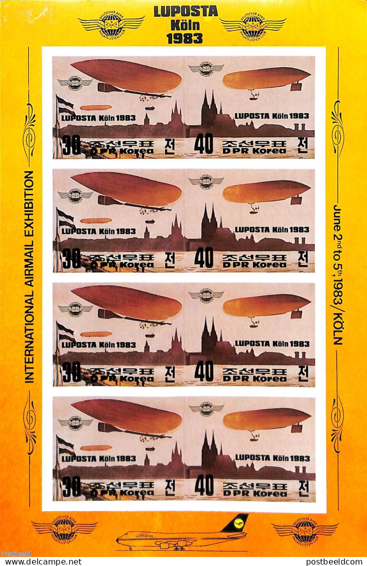 Korea, North 1983 Luposta M/s, Imperforated, Mint NH, Transport - Zeppelins - Zeppeline