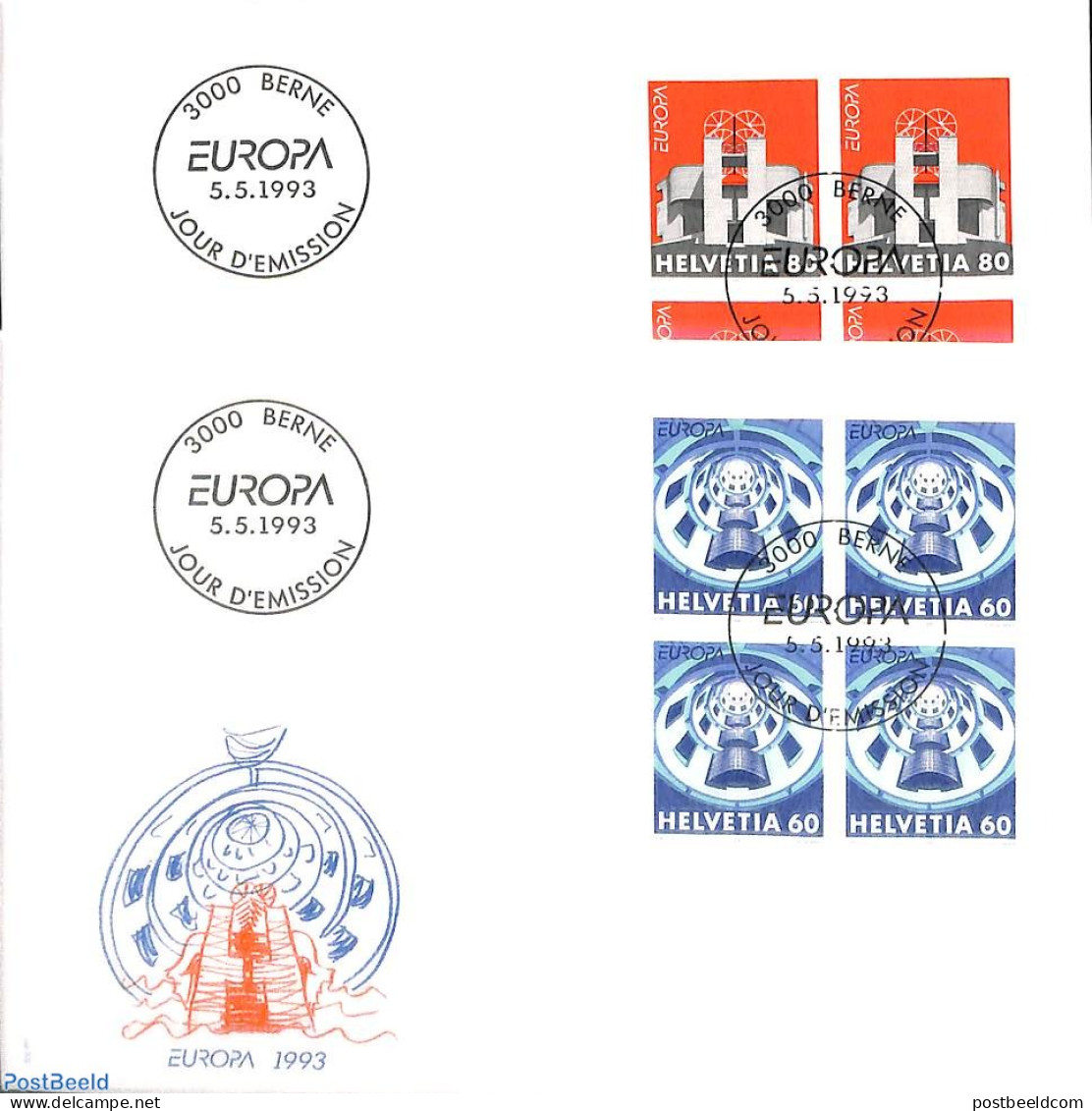 Switzerland 1993 Europa 2v, FDC [+], Postal History, History - Europa (cept) - Storia Postale