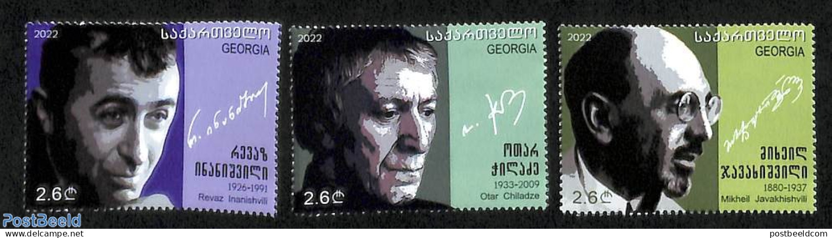 Georgia 2022 Cultural Personalities 3v, Mint NH - Géorgie