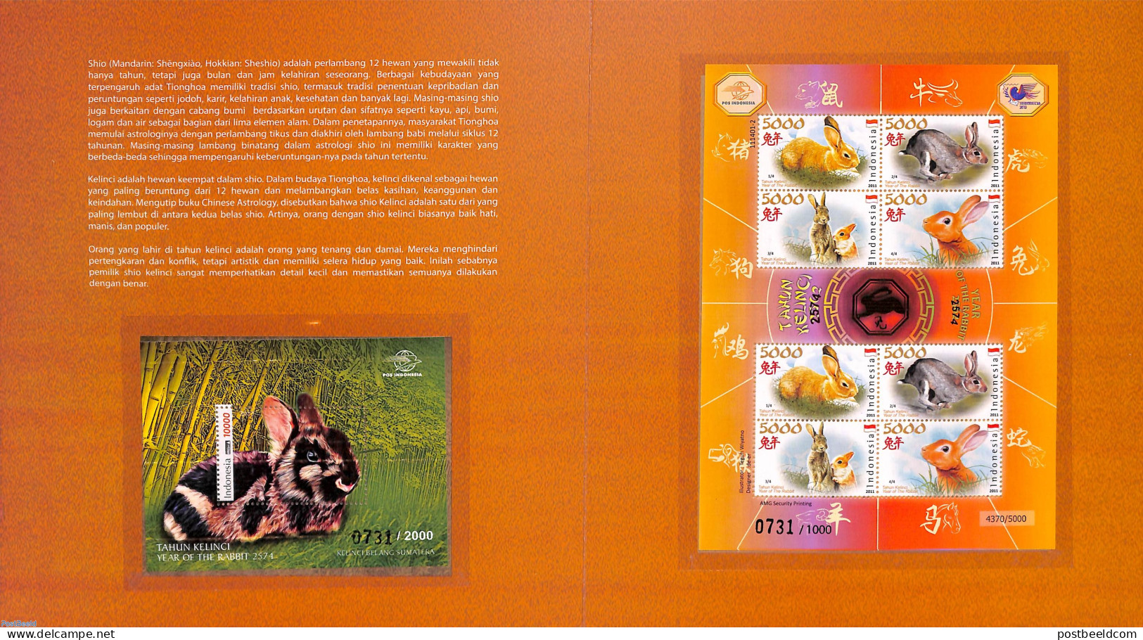 Indonesia 2023 Year Of The Rabbit Special Pack With S/s And M/s, Mint NH, Nature - Various - Rabbits / Hares - New Year - Neujahr