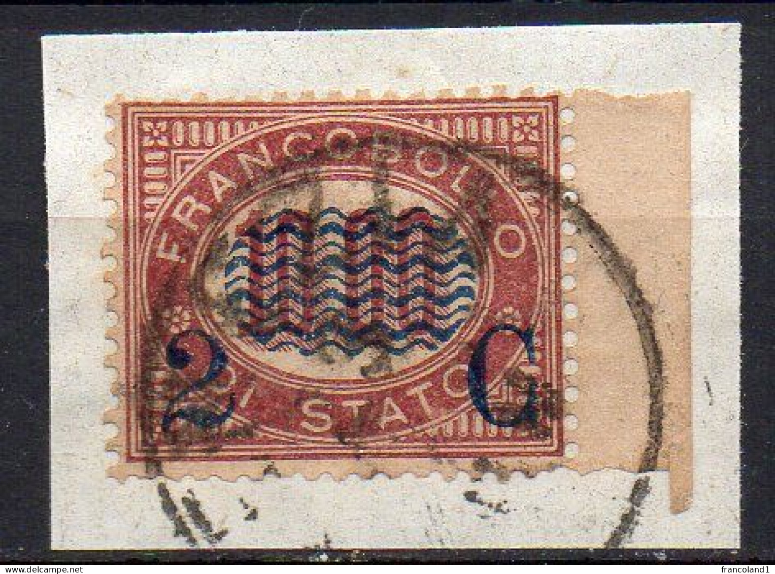 1878 Regno 2 C Su 10 N. 36 Y&T N. 32 Used Su Frammento - Usados