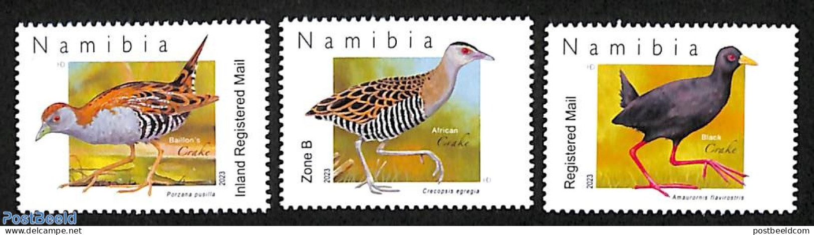 Namibia 2023 Crake's 3v, Mint NH, Nature - Birds - Namibië (1990- ...)