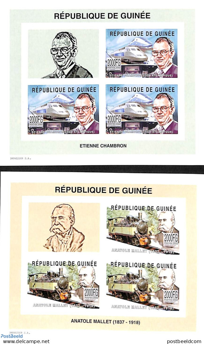 Guinea, Republic 2002 Railways 2 M/s, Imperforated, Mint NH, Transport - Railways - Trains
