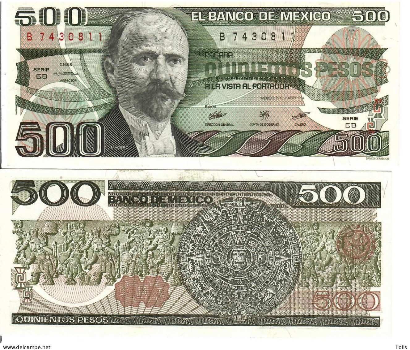 Mexico  P-79b  500 Pesos  1984  UNC - Messico