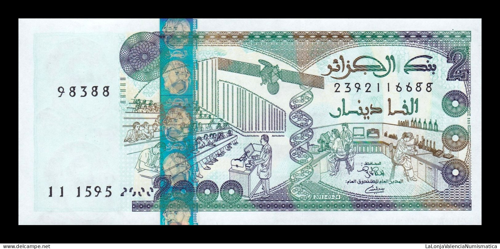 Argelia Algeria 2000 Dinars 2011 Pick 144c Third Sign Sc Unc - Algérie