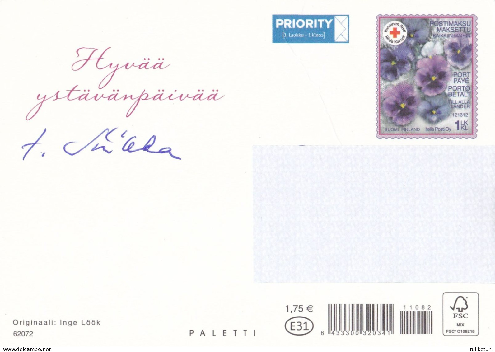 Postal Stationery - Bird  Grandmothers Celebrating With Champagne - Red Cross - Suomi Finland - Postage Paid - Inge Löök - Interi Postali