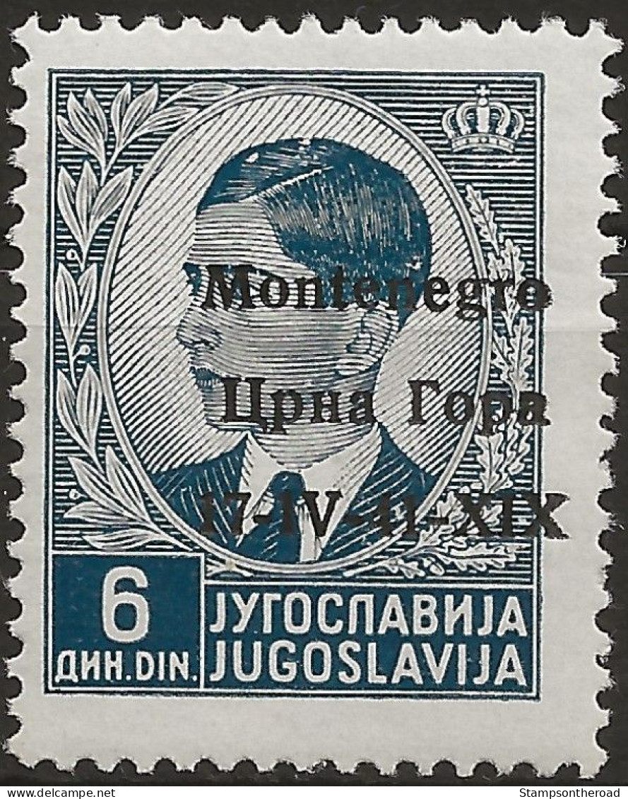 OIMO9L - 1941 Occ. Milit. Ital. MONTENEGRO, Sass. Nr. 9, Francobollo Nuovo Con Traccia Di Linguella */ - Montenegro