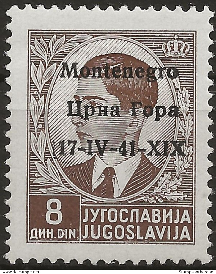 OIMO10L - 1941 Occ. Milit. Ital. MONTENEGRO, Sass. Nr. 10, Francobollo Nuovo Con Traccia Di Linguella */ - Montenegro