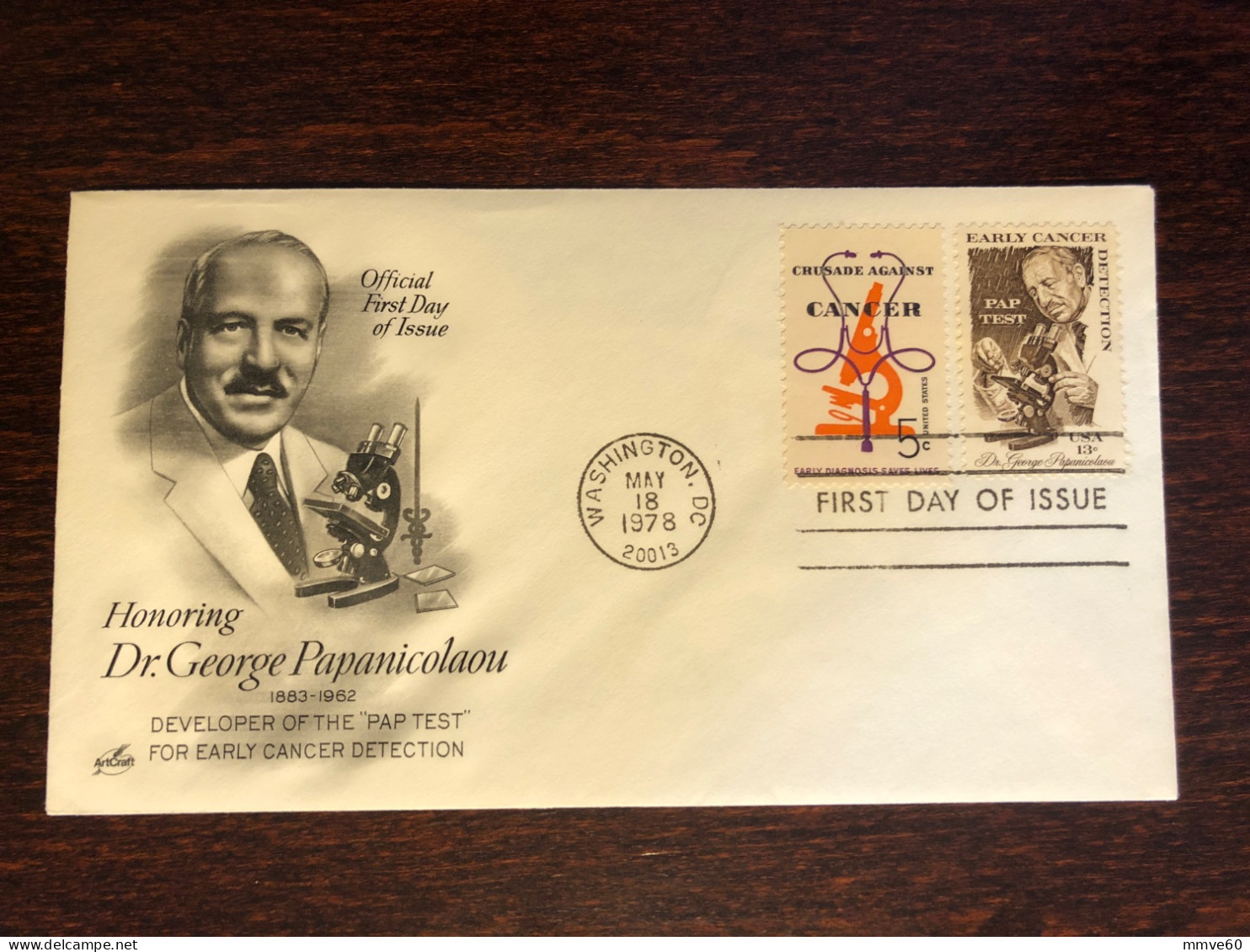 USA FDC COVER 1978 YEAR DOCTOR PAPANICOLAOU ONCOLOGY CANCER HEALTH MEDICINE STAMPS - 1971-1980